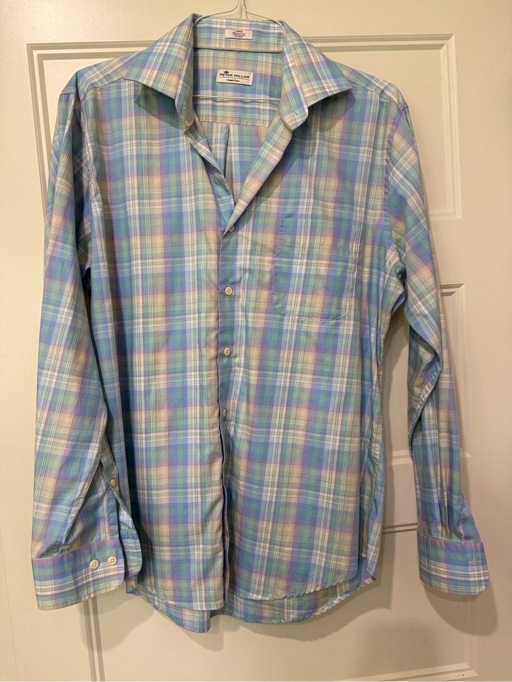 Peter Millar Pastel Plaid Button-Down Shirt - Blue, Green, Cream